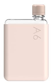 memobottle Paquete A6 (coral pálido) – Botella, funda y tapa de silicona, botella de agua compacta para bolsas y bolsillos pequeños | Tritan sin BPA | Moderna, minimalista | Para gimnasio y trabajo