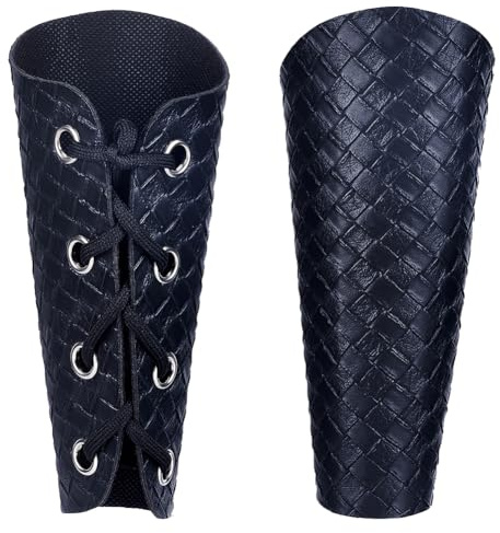 GORGECRAFT 2 pz Guanti Guanti In Pelle Polsino Protezioni per Braccio In Pelle Nera Medievale Modello Montagna Bracciali per Armature Retro Regolabile In Pelle PU Bracciale per Halloween Cosplay
