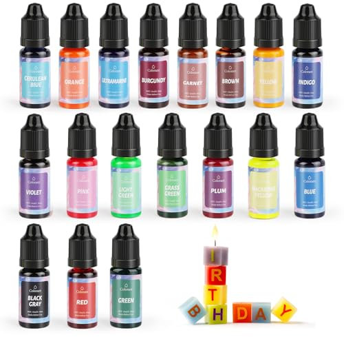 Kerzenfarben - 18 Farben Flüssig Kerzen Farbe für DIY Kerze, hochkonzentrierter Kerzenfarbstoff für Sojawachs, hochkonzentrat flüssiger Kerzen Farbe Farbstoff für Gelwachs, Paraffinwachs