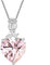 JO WISDOM Collier Rose Coeur Argent 925/1000 Femme,Collier Pendentif AAA Oxyde de Zirconium pierre de naissance d'octobre couleur Tourmaline pour les femmes mère femme