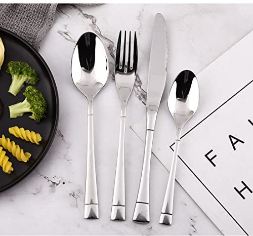 DSeenLeap Set di Posate in Acciaio Inossidabile da 48 Pezzi, Set di Posate per Utensili da Cucina per la casa per 12 Persone, Set di Posate, Lavabile in lavastoviglie (Oro)