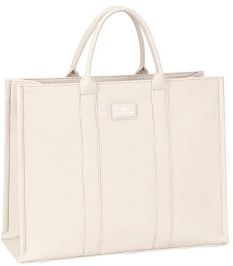 David Jones - Einkaufstasche – große Handtasche für Damen – Schultertasche – Größe A4 – Kunstleder – Schule – Schule Arbeit Büro Mädchen Mode Klassisch Trend – Tote Bag, Creamy White