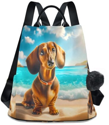 Mnsruu Rucksack mit Hunde-/Strandtasche, Diebstahlschutz, modische Tasche, Reiserucksack, Schultertasche, Mehrfarbig
