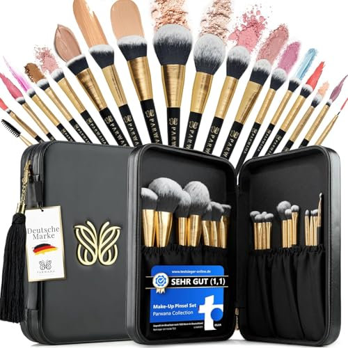 Luxuriöses Make Up Pinsel Set mit Etui [18-Pinsel] - Schminkpinsel Kosmetikpinsel Gesichtspinsel Augenpinsel Lidschattenpinsel Puderpinsel Foundation Highlight Concealer Contouring | Geschenkidee
