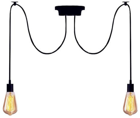 Mengjay Deckenlampe Spinne Kronleuchter DIY Spider Lampe Hängende Lampen Retro Ceiling Light Pendelleuchte Einstellbar Hängelampe für Wohnzimmer Cafe Restaurant(ohne Leuchtmittel) (150cm(2 Köpfe))