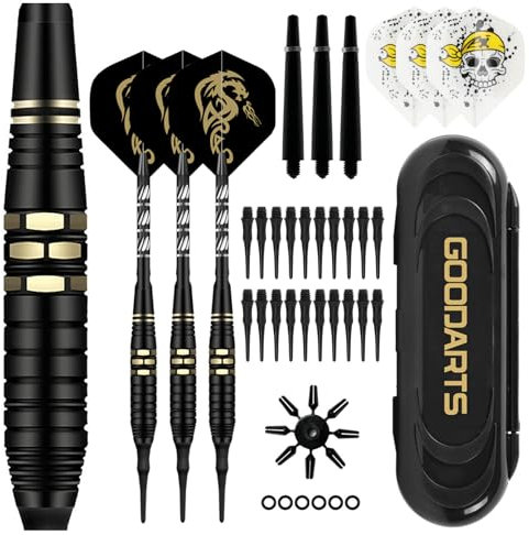 LYCXAMES Dartpfeile mit Kunststoffspitze für Elektronische Dartscheibe, 3 Stück Soft Darts Pfeile Set, 18 Gramm Profi Softdarts Dartpfeil mit 20 Kunststoff Dartspitzen und Anti-Lose Gummiringe