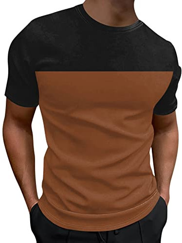 Kurzärmliges T-Shirt für Herren, Frühling Sommer, Freizeit, atmungsaktiv, bequem, Strandwind, genäht, gestreift Armbänder Für Uhren (c-Coffee, XXXL)