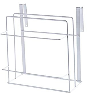 BRIGHTFUFU Chopping Board Holder Under Cabinet Storage Portable Rack Kitchen Counter Organizer Rack Pan Lid Rack Organizer Kitchen Storage Shelves Pot Lid Holder Over Door Towel Rack White