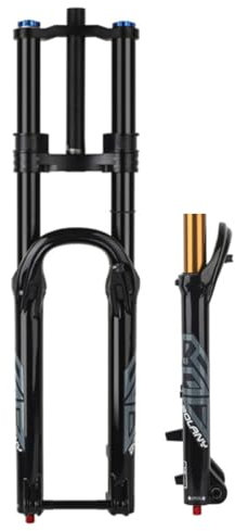 ZECHAO Fourche À Suspension for VTT Avec Débattement de 180 MM, Fourche Avant À Air Double Épaulement En Alliage D'aluminium 27,5/29 for Pneus 1,5 À 2,7 Pouces Avec Réglage Du Rebond(Straight-black t