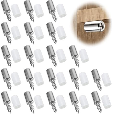 20Stück Selbstschneidende Schrauben,Bodenträger Für Einlegeböden Halter,Einlegeböden Für Schränke,Trennwandschrauben Regalbodenträger,Cabinet Möbel Selbstschneidende Mit Gummihülse weiß