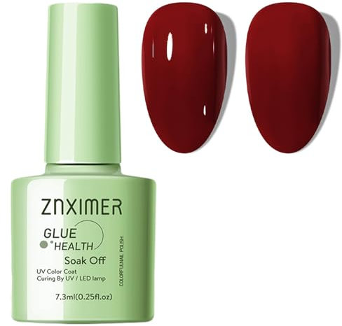 Red Gel Nail Polish, Burgundy Dark Red Gel Nail Varnish, Matte Long Lasting Autumn Cherry Red Christmas Nail Polish, Soak off LED/UV Lamp Nail Art Manicure for Women