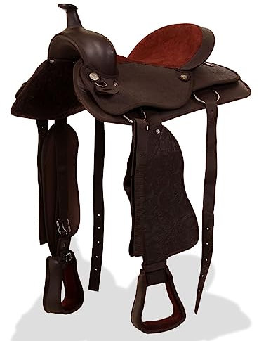 LXYZWRW Furniture Select Westernsattel, Halfter & Brusthalsband, echtes Leder, 43,2 cm, braun