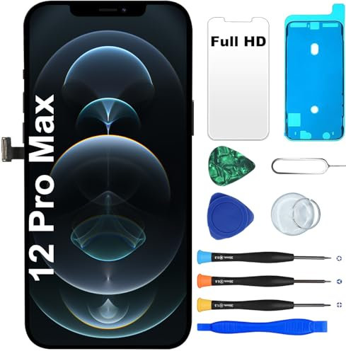 MP+ LCD for iPhone 12 Pro Max Screen Replacement with Repair Tools,LCD Retina Display Touch Screen Digitizer Frame Assembly with Waterproof Tape