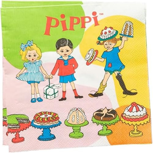 16 Servietten * PIPPI * zum Kindergeburtstag und Party | Größe: 33x33cm, aus Papier | Papierservietten Napkins Kinder Geburtstag Deko Astrid Lindgren