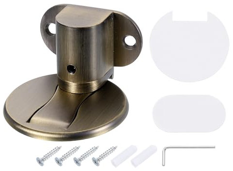 sourcing map Magnetic Door Stopper, Silent Magnetic Floor Door Stop, Adjustable Floor Door Catch with Adhesive Tape and Screws Shock Absorbing for Bedroom Office Bathroom, Bronze
