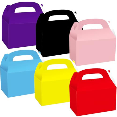 30Pcs Cardboard Lunch Takeaway Party Meal Boxes for Kids Party Food,Assorted Colours Birthday Wedding Carry Meal Food Cake Party Box Childrens Loot Bags for Party Treat Favour Gift Boxes Picnics