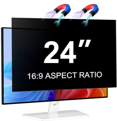 LUSA DESIGN Monitor de 24 pulgadas Filtro de privacidad magnético para pantalla 16:9, antirreflejos, antiluz azul de 24 pulgadas, pantalla de privacidad extraíble, filtro de privacidad