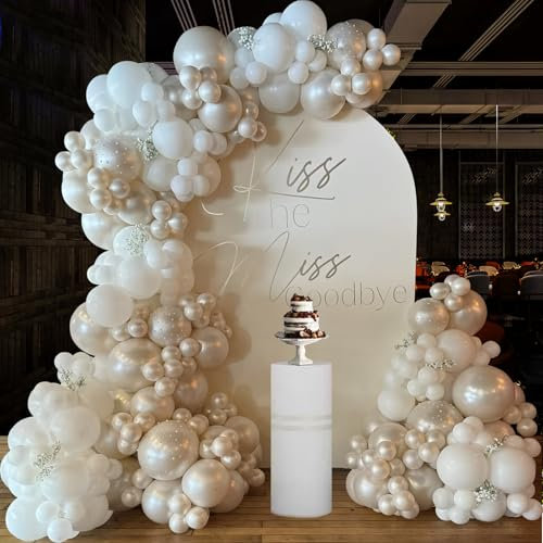 Luftballon Girlande Perle Weiß, 159 Stück Ballon Bogen Weiß, Helium Luftballon Girlande Sandweiß für Hochzeit, Geburtstag, Babyparty, Brautdusche, Verlobung, BabyShower Party Deko