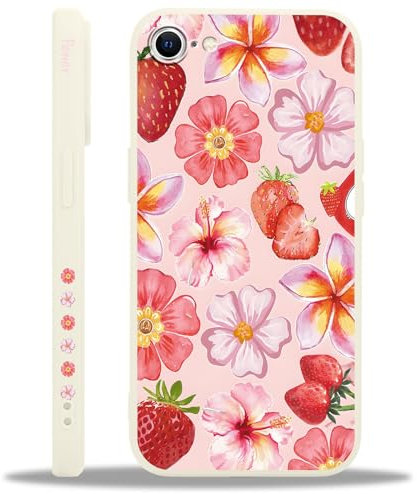 Yoedge Cover per iPhone 7/8/SE 2020/SE 2022 con Estivi Fiori Aesthetic Summer Disegni Fragola Strawberry Motivo, Sottile Morbida Silicone Custodia Case per Donne Ragazza per iPhone SE 4,7,Rosa