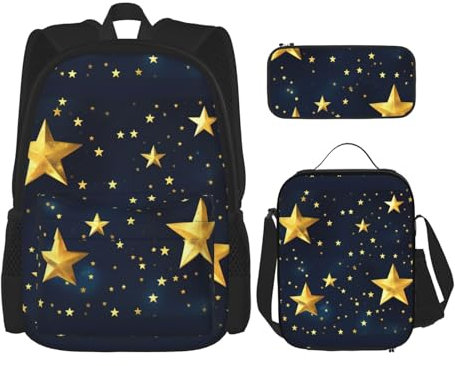 YHBLYKXP Stars Eastern Pattern Print 3-teiliges Casual Rucksack Set (Rucksack + Hüfttasche + kleine Tasche) Unisex Daypack