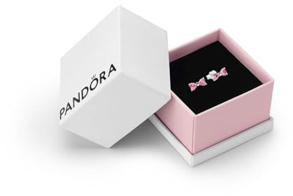 Pandora Sparkling Pink Bow Stud Earrings-With Gift Box