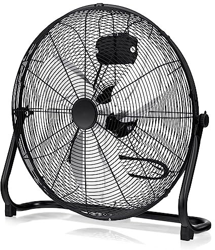 20 High Velocity Floor Fan 3 Speed Standing Cooling Fan with 145° Adjustable Tilt Angle Portable Air Circulation Fan for Home Office and Garage Black