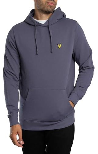 Lyle & Scott Mens Logo Hoodie Long Sleeve Cotton Gray Stone L