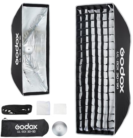 Godox UL-Box 30x90cm Quick Release Umbrella Softbox,12x 35 Stripbox | Ultra-Fold softbox with Bowens Mount, Narrow Rectangle Softbox for Photography,Studio Photo,Wedding, Edge Lighting