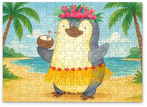 Mr. & Mrs. Panda Puzzle Pinguin Kokosnuss Design 192 Teile - Geschenk, Legespiel, 1000, Hawaii, Erholt, 500, Urlaub, 2000, 1500