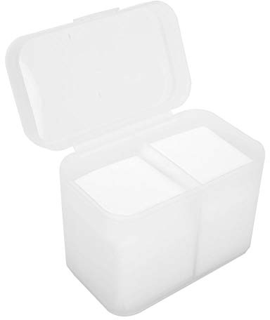 Gsycle Large Capacity Nail Storage Box, 2 Grid Easy to Use Cotton Pad Holder Nail Wipe Dispenser Cosmetic Organizer with Lid for Remover Pads Cotton Crafts (Transparent)