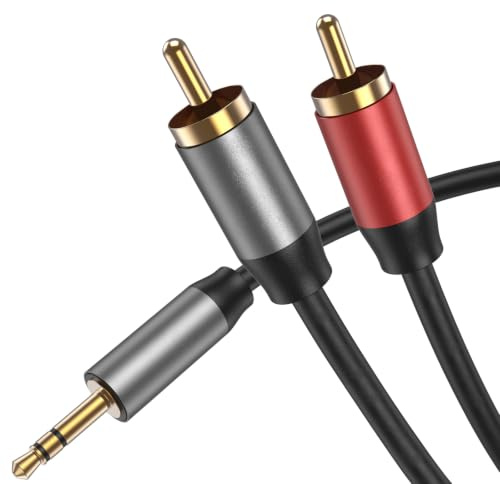 Zoye RCA to 3.5mm Cable 1M Phono to 3.5mm Jack Stereo Red and White Audio Cable, RCA to AUX Compatible with Hi-Fi Amplifier Speaker DJ Controller Turntable TV Car Stereo Phone (1.5m)