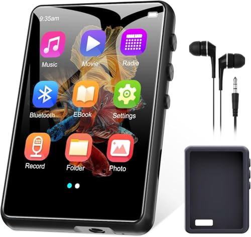 128GB MP3 Player with Bluetooth 5.4, 2.4 inch Full Touchscreen Portable Music Player HiFi Lossless Digital Audio Player with Speaker, FM Radio, E-Book, Earphones Included