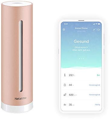 Netatmo Home Coach Moniteur Intelligent Qualité de l'Air Intérieur, Détecteur CO2, Température, Humidité, Bruit - Contrôle Maison, Environnement Sain, Alertes Automatiques - NHC-EC