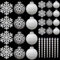 SLEETLY 32pk Christmas Baubles for Tree Holiday Xmas Decorations, Shatterproof Plastic 60mm and 80mm Inch Glitter Bauble Ornaments, Icicles and Snowflakes Set, White