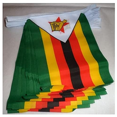 AZ FLAG - Guirlande Drapeau Zimbabwe - 12 Mètres Avec 20 Drapeaux Zimbabwéen De 45x30 cm - Fanions 100% Polyester - 200g