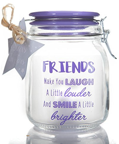 Boxer Gifts Friends Make You Laugh Glass Jar with Light-Up LED Stars | Decorative Homeware Perfect for Birthday Christmas | Complete Gift Tag