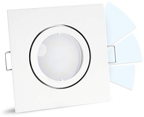 linovum® fourSTEP Einbaustrahler LED schwenkbar dimmen ohne Dimmer - LED GU10 5W neutralweiß 230V - Spot Einbau weiß eckig