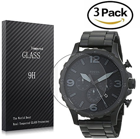 Youniker Lot de 3 Verre Trempé pour Fossil Montre Homme JR1401 Protecteur d'écran, Protection écran en Verre Trempé Films Vitre pour Fossil Montre JR1401 Film de Protection d'écran pour Fossil JR1401