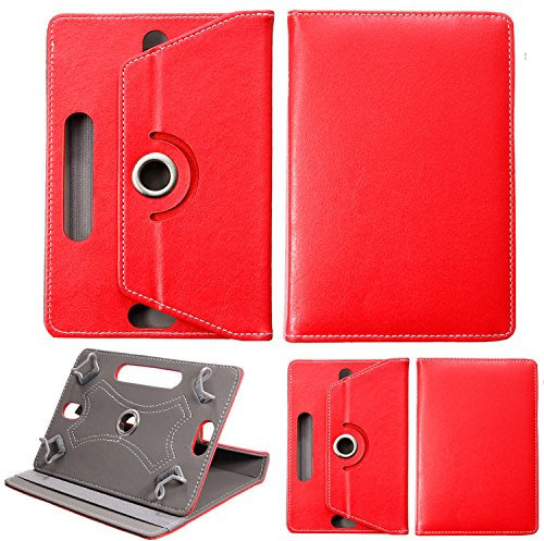 Universal 8.0 inch Tablet Case, Multi-Angle Stand Flip Printed Wallet Case Fits All 8.0 Inch Samsung, Lenovo, Acer, Huawei, Sony, Apple, Toshiba Android Tablets tab devices (Red)