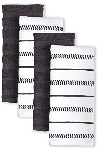 KitchenAid Albany Kitchen Towel Set 4-Pack 16x26, Black/White