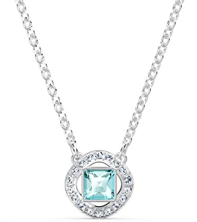 Swarovski Una Angelic Square Halskette, Blau, Rhodiniert, Amazon Exklusiv