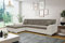 DOMO. collection Ecksofa Treviso, Schlafsofa in L-Form aus Kunstleder und Webstoff, Sofa, Couch mit Schlaffunktion, Eckcouch, Polsterecke, 267 x 178 x 83 cm (BxTxH), grau/weiß