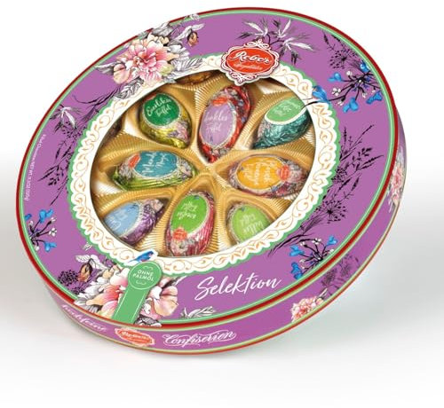 Reber Feinste Ostereier-Selektion – 16er Packung – Variation an Trüffel- und Frucht-Trüffel- sowie Nougat-Eiern - 1 x 320 g