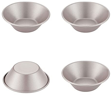 CHEFMADE Mini Pudding Pan Set, 3-Inch 4Pcs Non-Stick Round Mini Cake and Loaf Bakeware for Oven and Instant Pot Baking (Champagne Gold)