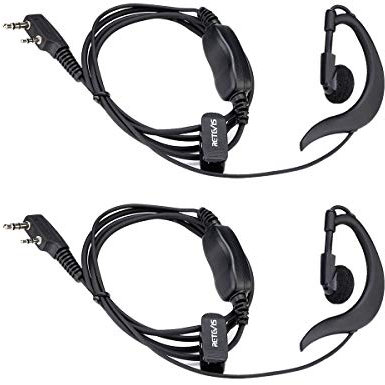 Retevis RT5R Funkgerät Headset, Sicherheit Headset, G Förmiger Bodyguard Ohrhörer, 2 Pin Kompatibel RT24 RT27 RT28 RT619 Nestling (2 Stück)
