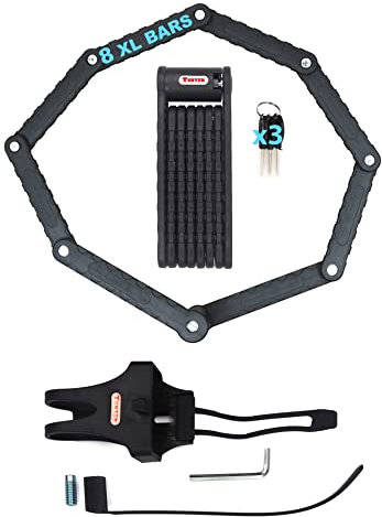 Cadenas de vélo pliable avec chaîne de haute sécurité robuste pour vélos, e-bike, scooter, avec clés et sac de transport, antivol robuste avec clés et étui