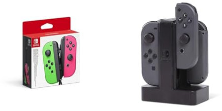 Joy-Con 2er-Set Neon-Grün/Neon-Pink + PowerA Joy-Con-Ladestation für Nintendo Switch, USB