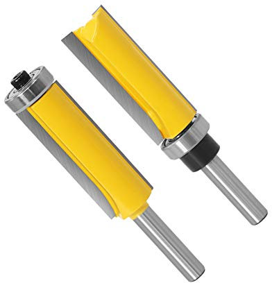 Baorder 2 Stück Bearing Flush Trim Bits mit 8mm Schaft,Extra Langes Bündigfräser für Holzbearbeitung