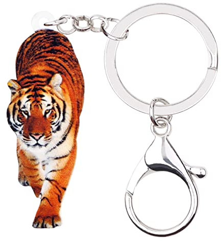 DUOWEI Acryl Dschungel Tiger Schlüsselanhänger für Frauen Mädchen Handtasche Charms (Orange)