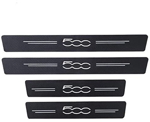 LNHJZ Car Door Sill Protector for Fi-at 500 4PCS Car Door Sill Scuff Plate Carbon Fiber Stickers Accessories,Black
